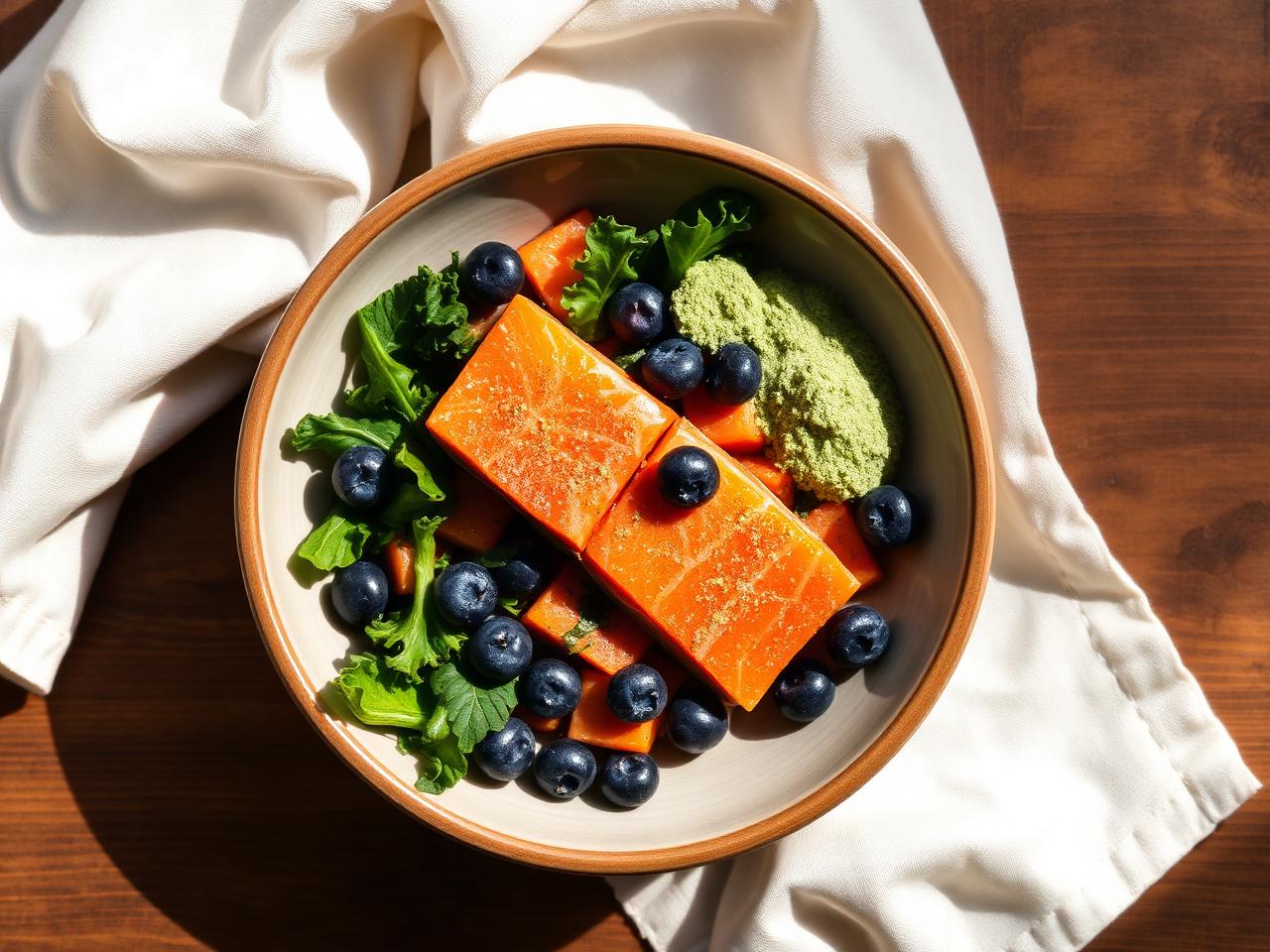 A bowl of fresh, home-prepared dog food